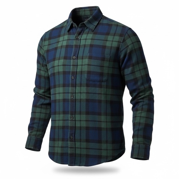 J.Crew Other - J.Crew Mens Flannel Shirt Large Navy Blue Green Black Watch Plaid Button Down